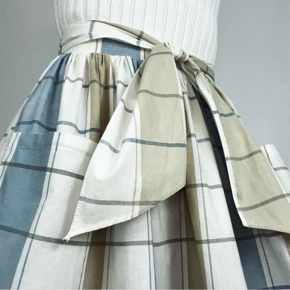 Vintage Cotton Windowpane Plaid A-Line Skirt | Size S/M